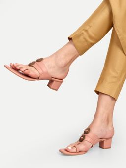 Inc.5 - Embellished Peach Block Heels