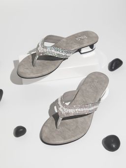 Inc.5 - Embellished Silver Block Sandals