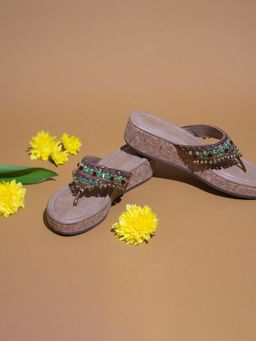 Inc.5 - Embellished Sequined Gold Sandals