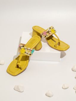 Inc.5 - Embroidered Yellow Block Heels
