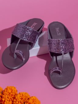 Inc.5 - Embellished Sequined Grey Kolhapuris