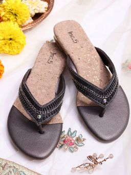 Inc.5 - Embellished Grey Flipflops