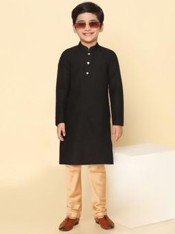 KISAH - Boys Black Solid Dyed Kurta and Churidar