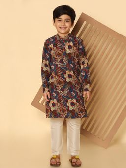 KISAH - Boys Multi Color Printed Kurta and Churidar