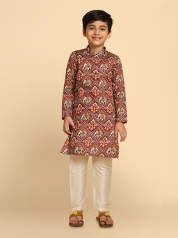 KISAH - Boys Multi Color Printed Kurta and Pyjama