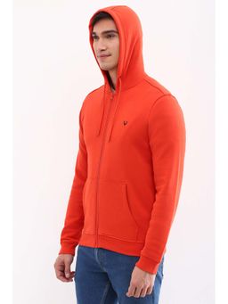 Allen Solly - Men Orange Hooded Neck Full Sleeves Casual Hoodie
