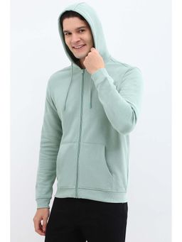 Allen Solly - Men Green Hooded Neck Full Sleeves Casual Hoodie