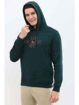 Allen Solly - Men Green Hooded Neck Full Sleeves Casual Hoodie