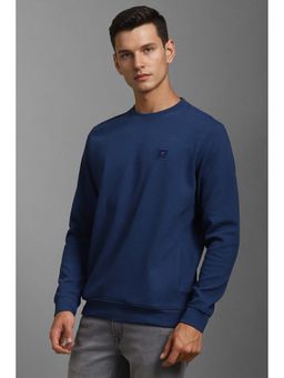 Louis Philippe - Men Casual Blue Solid Sweatshirt