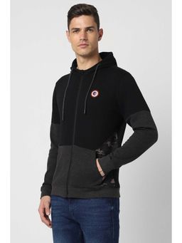 Peter England - Men Black Hooded Neck Jacket