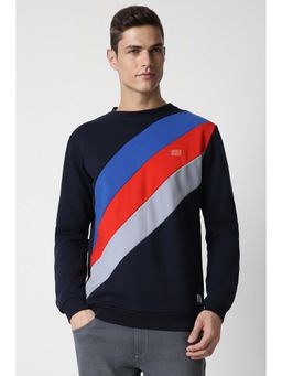 Peter England - Men Navy Blue Crew Neck Sweatshirt