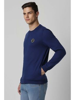 Peter England - Men Navy Solid Crew Neck Sweatshirt