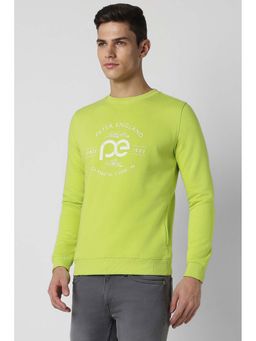 Peter England - Men Green Print Crew Neck Sweatshirt