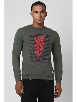 Peter England - Men Grey Print Crew Neck Sweatshirt