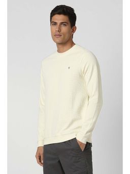 Van Heusen - Men Cream Textured Crew Neck Sweatshirt