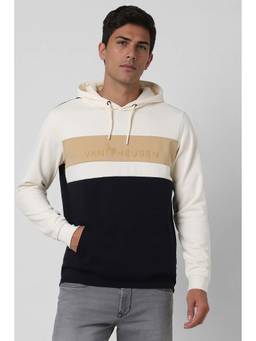 Van Heusen - Men White Print Hooded Neck Hoodie