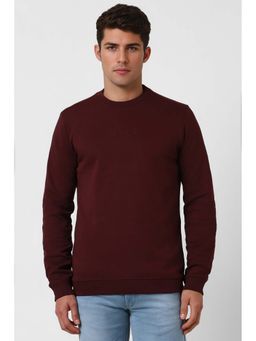 Van Heusen - Men Maroon Solid Crew Neck Sweatshirt
