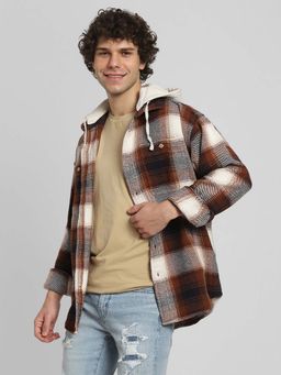 American Eagle - Men Multi Color Flannel Hoodie