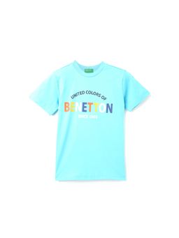 United Colors of Benetton - Boys Blue Printed Round Neck T-Shirt