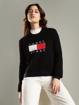 Tommy Hilfiger - Black Relaxed Fit Viscose Crew Neck Sweater