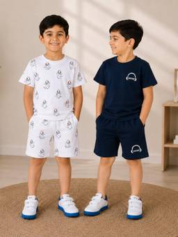 3PIN - Multi-Colour Cotton Half Sleeve T-Shirt and Shorts (Pack Of 4)