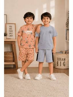 3PIN - Multi-Colour Cotton Half Sleeve T-Shirt and Shorts (Pack Of 4)