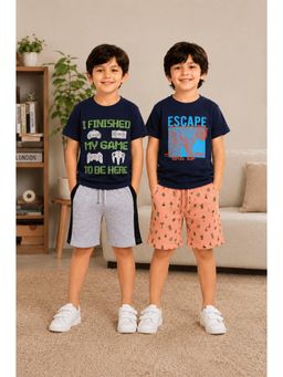 3PIN - Multi-Colour Cotton Half Sleeve T-Shirt and Shorts (Pack Of 4)