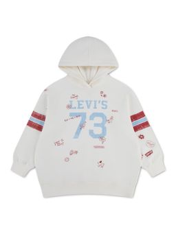 Levi's - Off White Oversized Varsity Graphic Hoodie