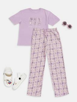 Jockey - D604 Disney Princess Cotton T-Shirt and Pyjama Set-Lavender
