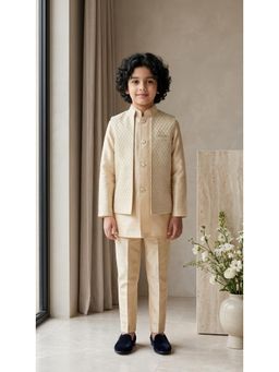 Ahhaaaa - Beige Kurta with Pant and Nehru Jacket