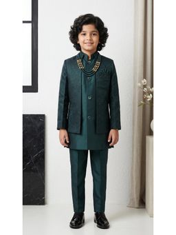 Ahhaaaa - Green Kids Indo Western Jodhpuri with Pant and Jacket