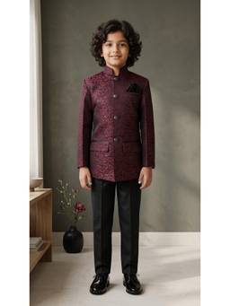 Ahhaaaa - Maroon Kids Sherwani and Pant