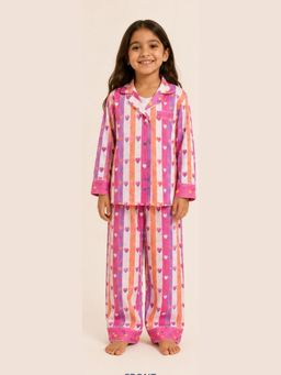 Tittertots - Rainbow Heart Stripes Cotton Shirt with Pyjama