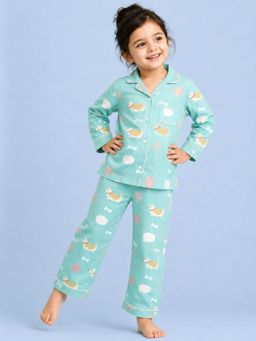 Tittertots - Green Puppy Parade Cotton Shirt with Pyjama