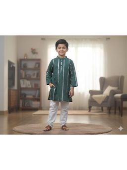 Pankhuri by Priyanka - Dark Green Kurta with Pajama
