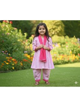 Pankhuri by Priyanka - Baby Pink Zari Kurta with Salwar and Dupatta
