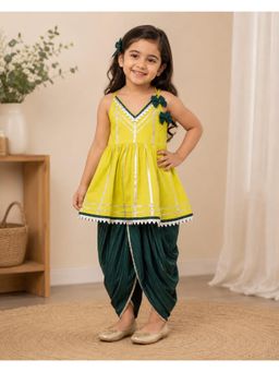 Pankhuri by Priyanka - Light Green Kurti with Dhoti