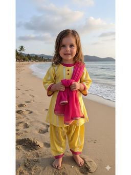 Pankhuri by Priyanka - Lemon Yellow Zari Kurta with Salwar and Dupatta