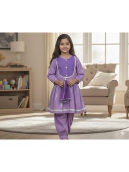 Pankhuri by Priyanka - Light Purple N Dark Purple Kurta with Salwar and Dupatta