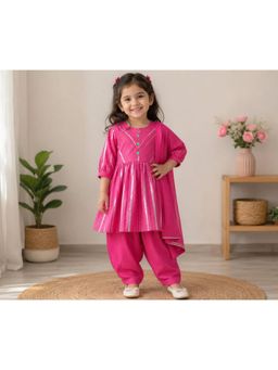 Pankhuri by Priyanka - Rani Pink Zari Kurta with Salwar and Dupatta