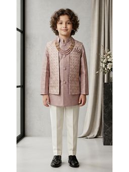 Ahhaaaa - Pink Indo Western Printed Kurta with Pant and Nehru Jacket