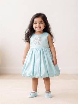 Blabber - Blue Sleeveless Party Frock with Applique and Booties