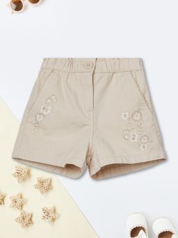 max - Beige Embroidered Shorts
