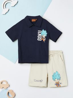 max - Navy Blue Dragon Ball Goku Polo T-Shirt with Shorts