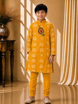 TWISHA - Yellow Full Sleeve Embroidered Kurta with Pajama