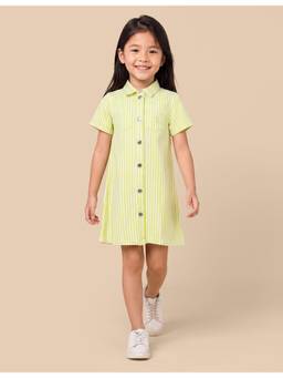 U.S. POLO ASSN. - Green Vertical Striped Shirt Dress