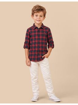 U.S. POLO ASSN. - Red Kids Plaid Checked Regular Fit Shirt