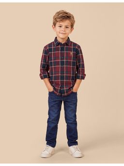 U.S. POLO ASSN. - Red Kids Tartan Checked Regular Fit Shirt
