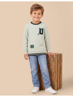 U.S. POLO ASSN. - Green Kids Brand Applique Regular Fit Sweatshirt