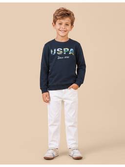 U.S. POLO ASSN. - Navy Blue Kids Graphic Brand Printed Regular Fit Sweatshirt